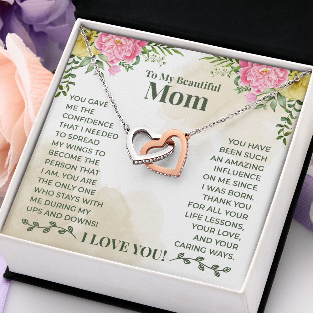 Mom Necklace Gifts for Mom from Daughter to Mom Gifts for Mothers Day from Daughter, To My Mom Necklace from Daughter to Mom Birthday Gifts Necklace with Message Card and Gift Box22 Interlocking Hearts Necklace