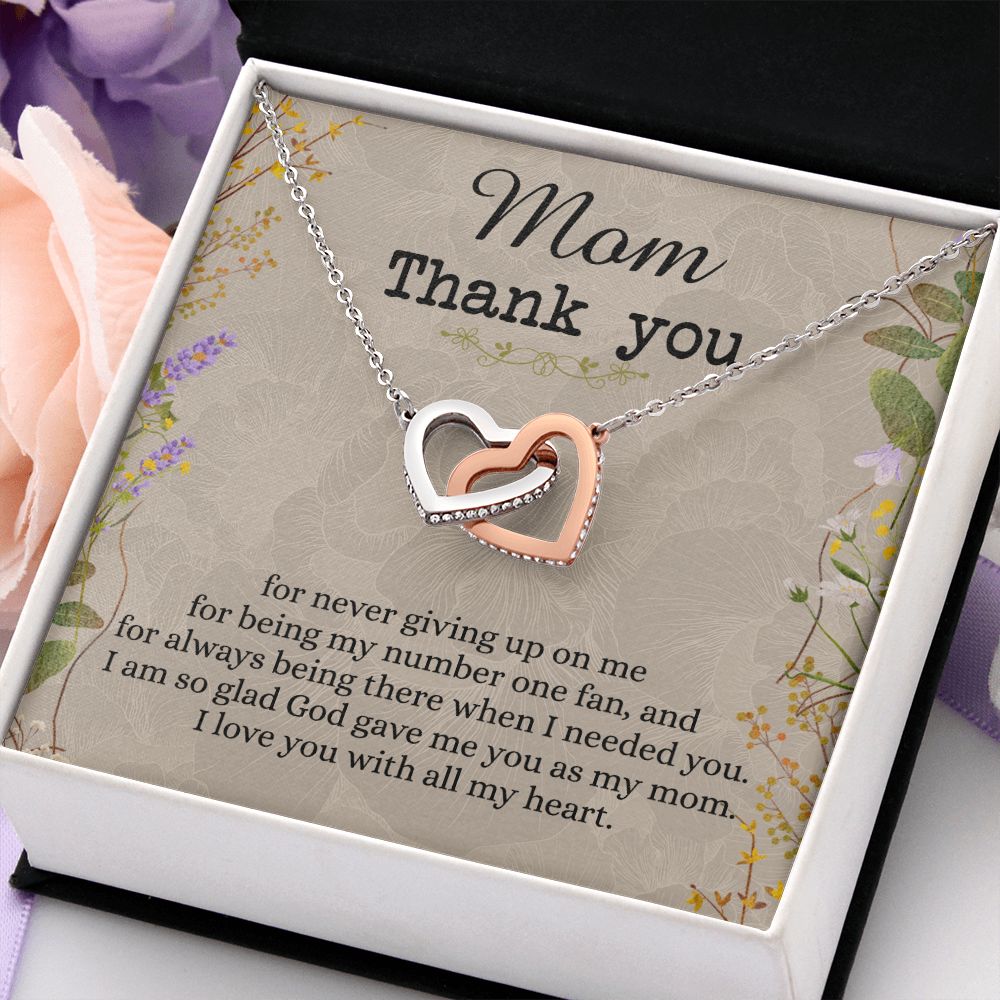 To My Mom Necklace, Thank you Mom Gift, Gift for Mom, Mother's Day Gift from Daughter, Mother Daughter gift, Gift from child, Gift for Mom, Mothers Day Necklace for Women Interlocking Hearts Necklace