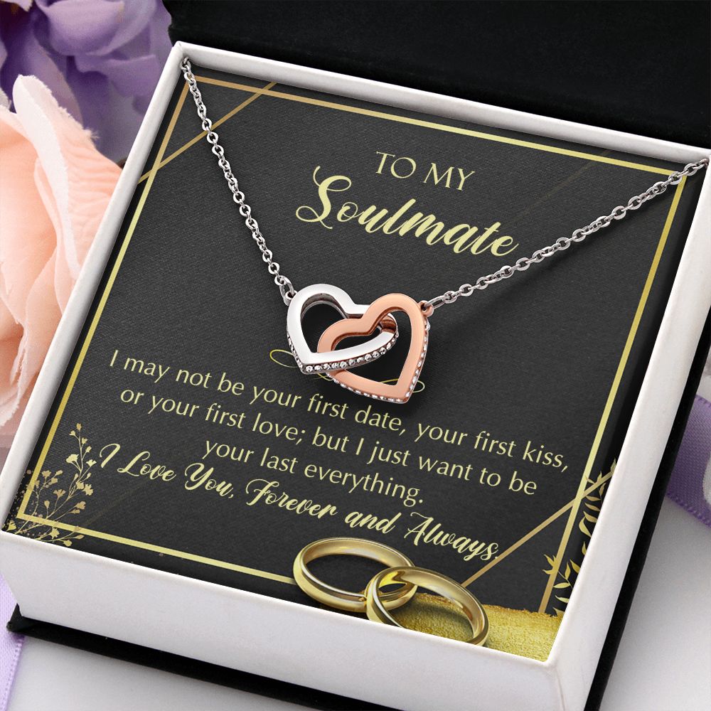 To My Soulmate Necklace for Women Birthday Christmas Jewelry Gifts For My Wife with Message Card Box Personalized Gift Present Pendant for Future Wife Soulmate Girlfriend Love 28 Interlocking Hearts Necklace