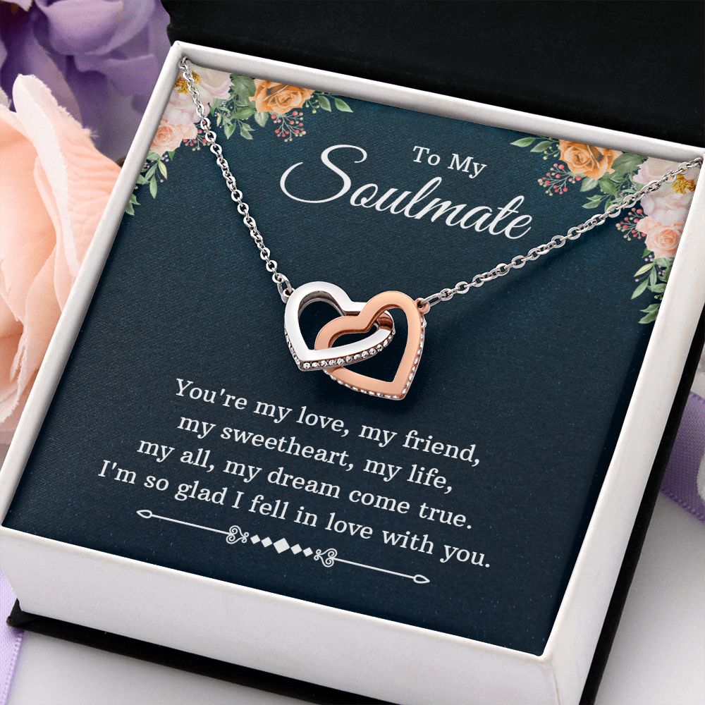To My Soulmate Necklace for Women Birthday Christmas Jewelry Gifts For My Wife with Message Card Box Personalized Gift Present Pendant for Future Wife Soulmate Girlfriend Love 10 Interlocking Hearts Necklace