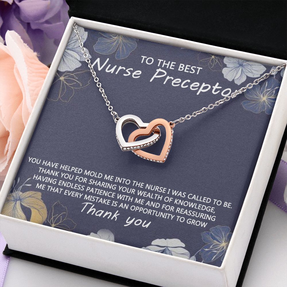 Congratulations Jewelry Necklace, Nurse Preceptor Gift, nurse preceptor Jewelry thank you Card Necklace To The Best Nurse Preceptor Necklace On Graduation Gift Necklace Graduation Gift for Her Interlocking Hearts Necklace