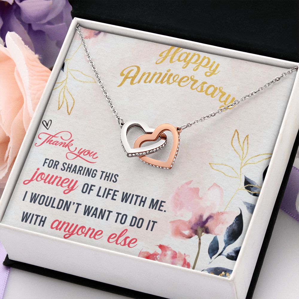 To My Wife Necklace, Wedding Anniversary Jewelry For Women, Necklace For Wife from Husband, Gift For Wife Birthday Gifts From Husband Necklace, Jewelry With Message Card In A Gift Box9 Interlocking Hearts Necklace
