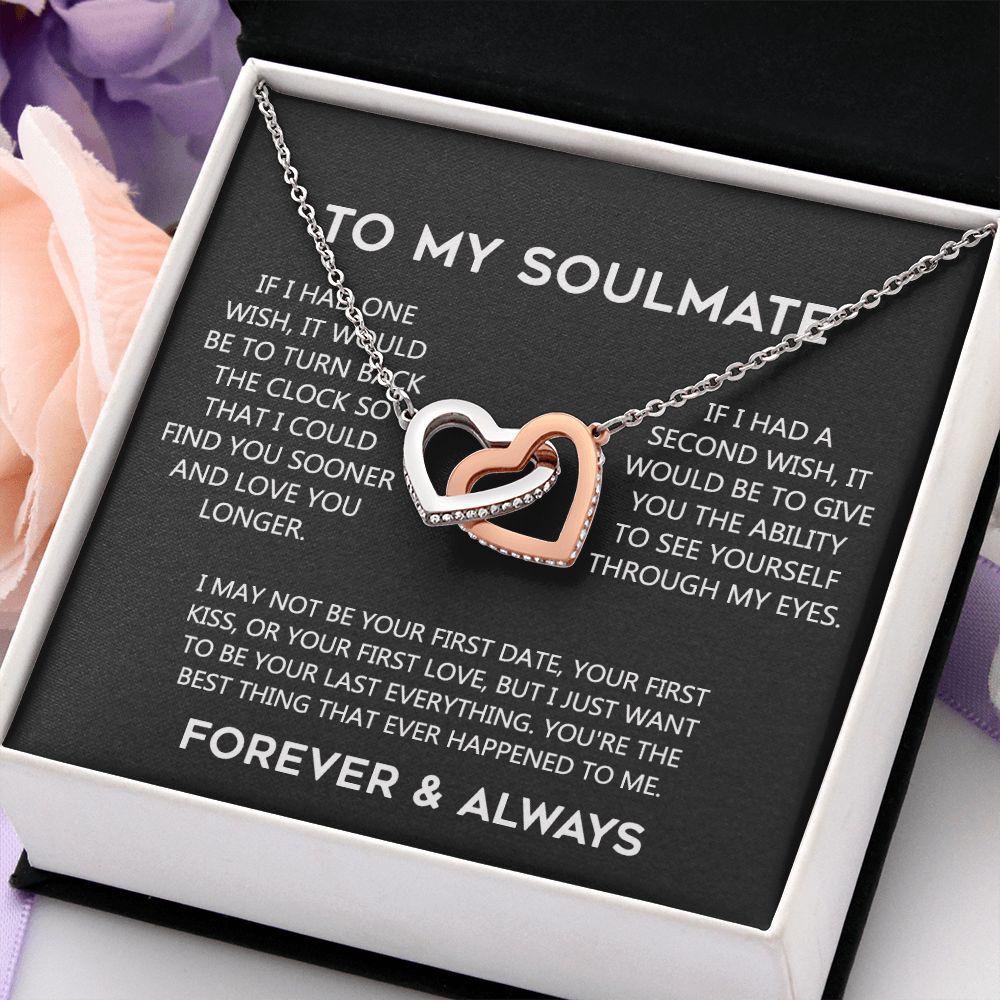 To My Soulmate Eternal Hope Necklace  Wife Soulmate Valentines Day Gift for Her 175144059615 Interlocking Hearts Necklace