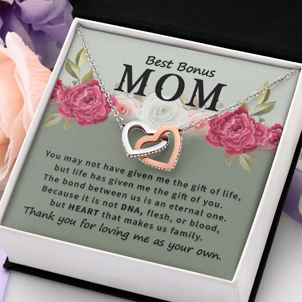 Mother Daughter Necklace as Daughter Gift from Mom, Mom Necklace as Christmas Gift for Mom from Son, Birthday Gift for Mother in Law Necklace, Bonus Mom Gifts for Step Mom Necklace2 Interlocking Hearts Necklace