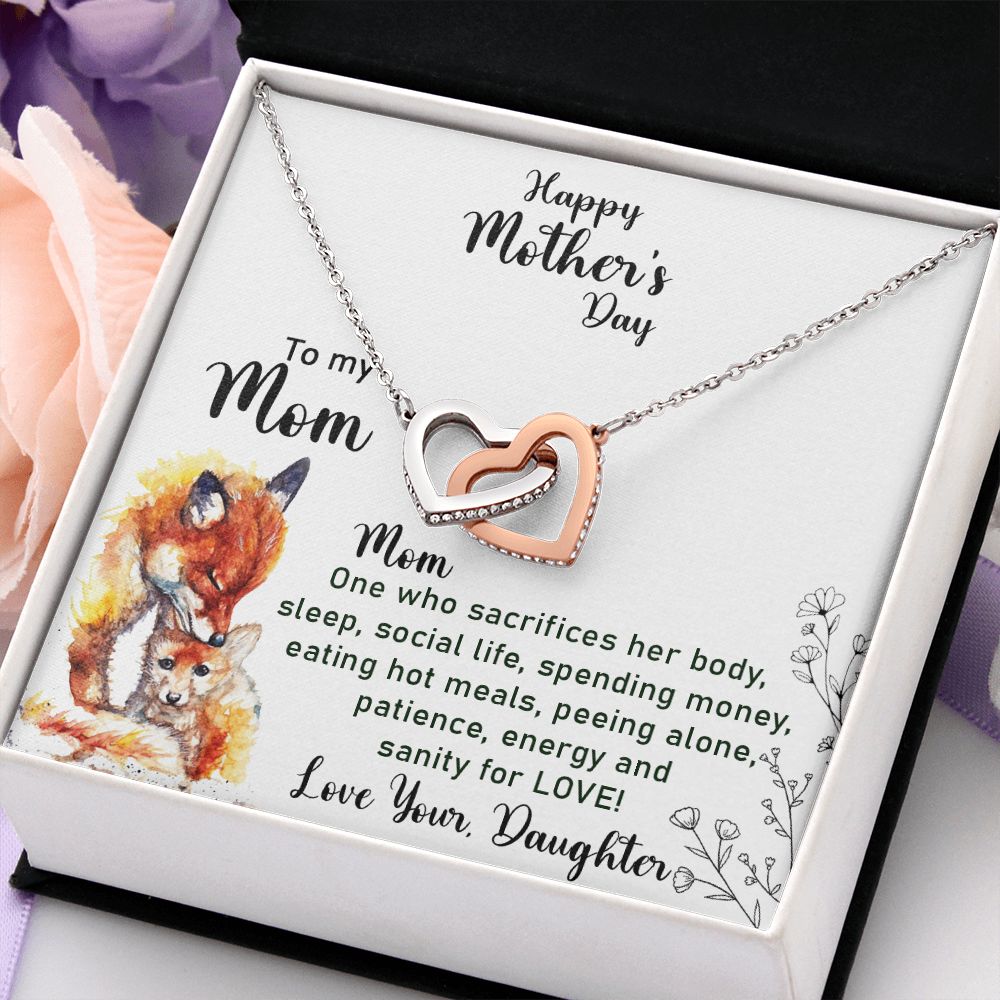 Mom Necklace Gifts for Mom from Daughter to Mom Gifts for Mothers Day from Daughter, To My Mom Necklace from Daughter to Mom Birthday Gifts Necklace with Message Card and Gift Box2223 Interlocking Hearts Necklace
