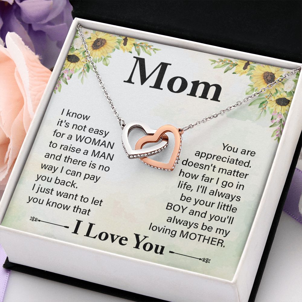 To My Mom Necklace, Gift For Mom, Mother's Day Gift from Daughter, Mom Jewelry Gift for Mothers Day, Birthday Gift for Mother, Moms Gift from Daughter Son, Necklace for Mom Mother 20 Interlocking Hearts Necklace