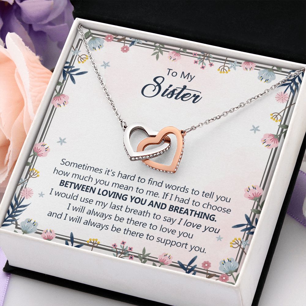 To My Sister Necklace Pendant Inspirational Jewelry For Women Teen Girl Family and Friendship Gifts Sisters Gifts Idea Sister Jewelry Necklace for Sisters Sentimental Gifts for Sister 301 Interlocking Hearts Necklace