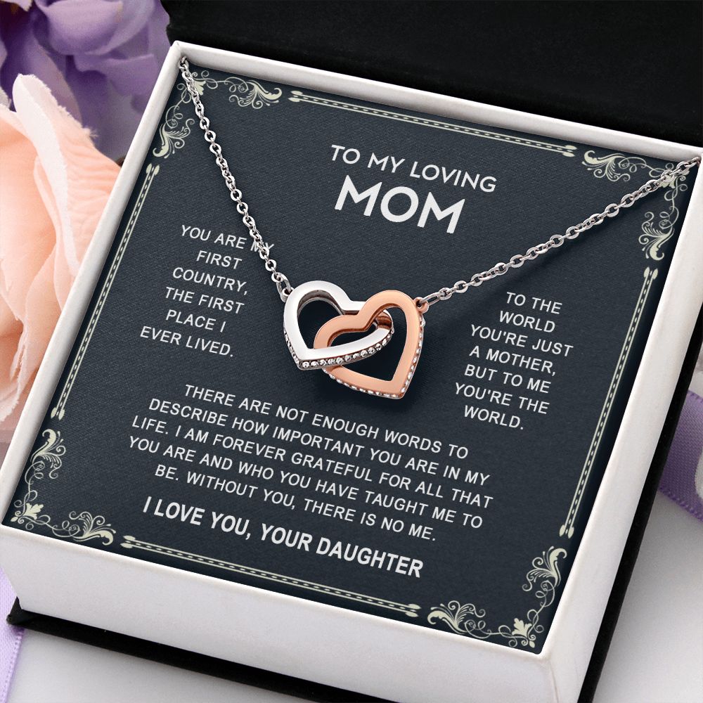 To My Mom Necklace, Gift For Mom, Mother's Day Gift from Daughter, Mom Jewelry Gift for Mothers Day, Birthday Gift for Mother, Moms Gift from Daughter Son, Necklace for Mom Mother 14 Interlocking Hearts Necklace