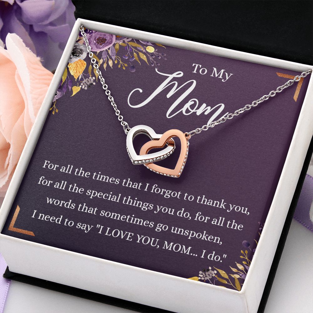 To My Mother Gift Necklace To Mom, Mother, Mommy, Momma from Child Special Mother Gift for Birthday Mothers Day Retriment Anniversary Hoiday Present for Mom Necklace for Women Interlocking Hearts Necklace