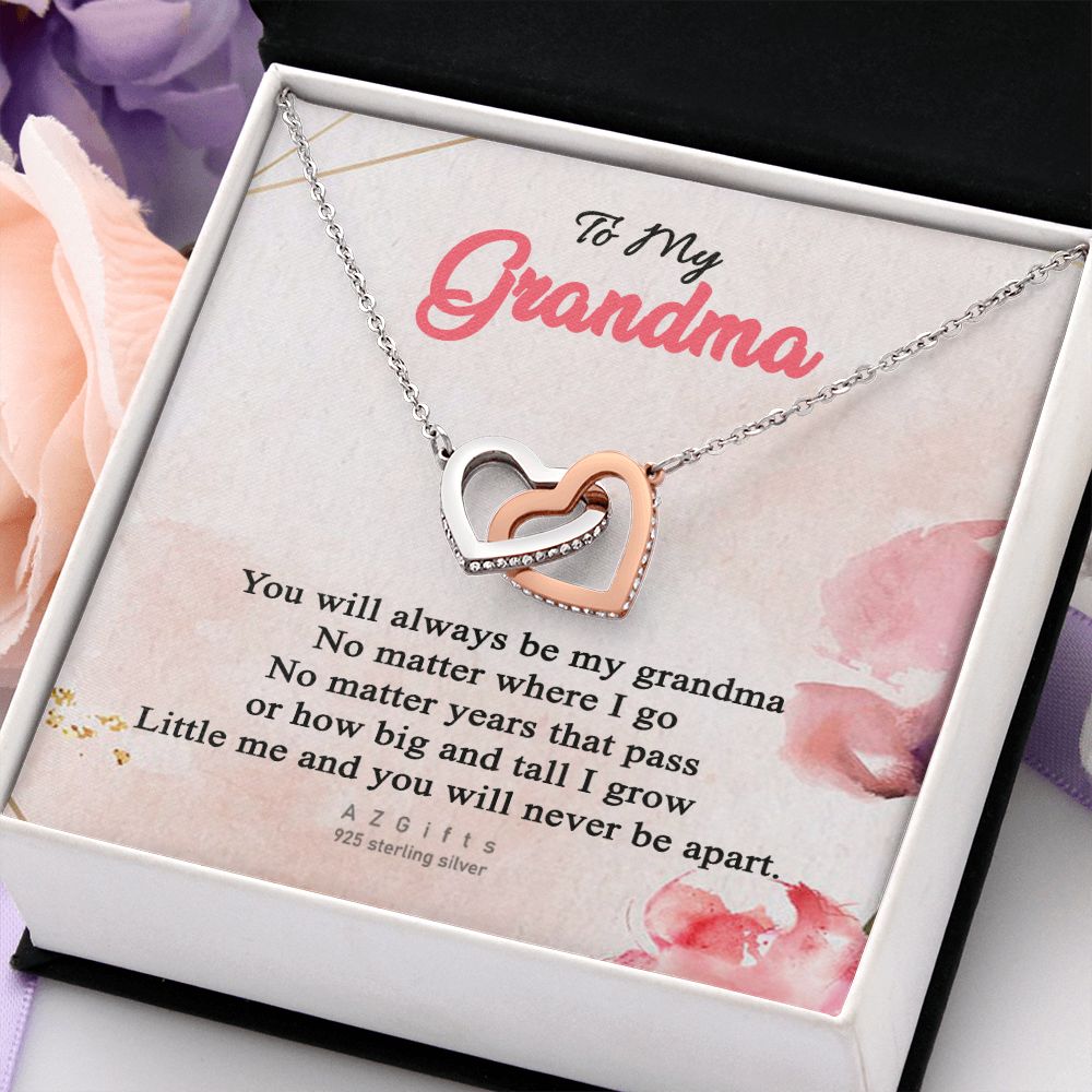 To My Grandma Necklace, Gift for Grandmother Necklace, Mothers Day Gift For Grandma Nana, Grandma Jewelry From Grandchildren GrandKids , Jewelry Box Gift For Grandma Grandmother13 Interlocking Hearts Necklace
