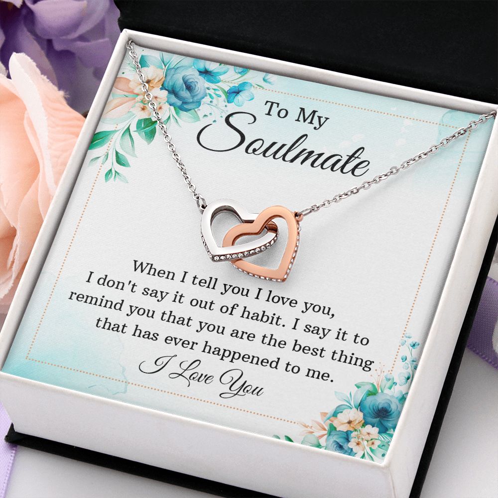To My Soulmate Necklace for Women Birthday Christmas Jewelry Gifts For My Wife with Message Card Box Personalized Gift Present Pendant for Future Wife Soulmate Girlfriend Love 12 Interlocking Hearts Necklace