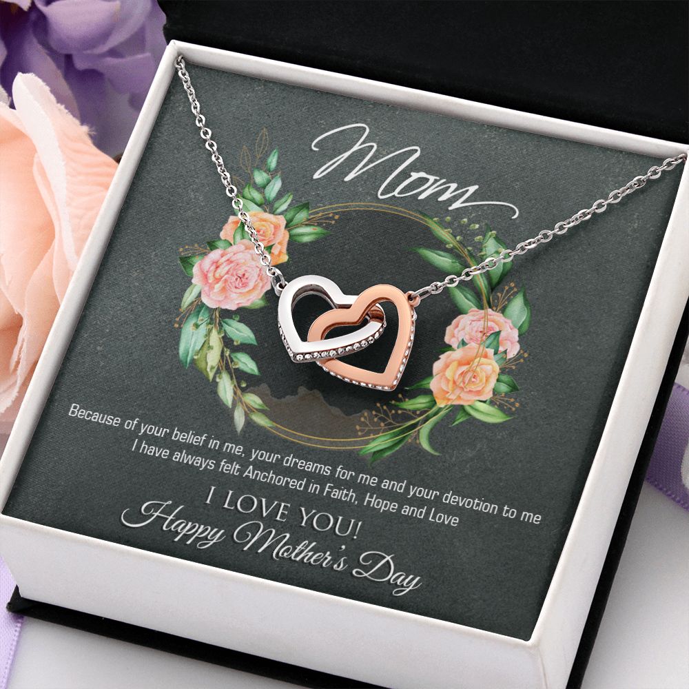 To My Mom Flower Necklace Pendant Gift From Daughter Your Belief In Me With Message Card Gift For Mom Interlocking Hearts Necklace