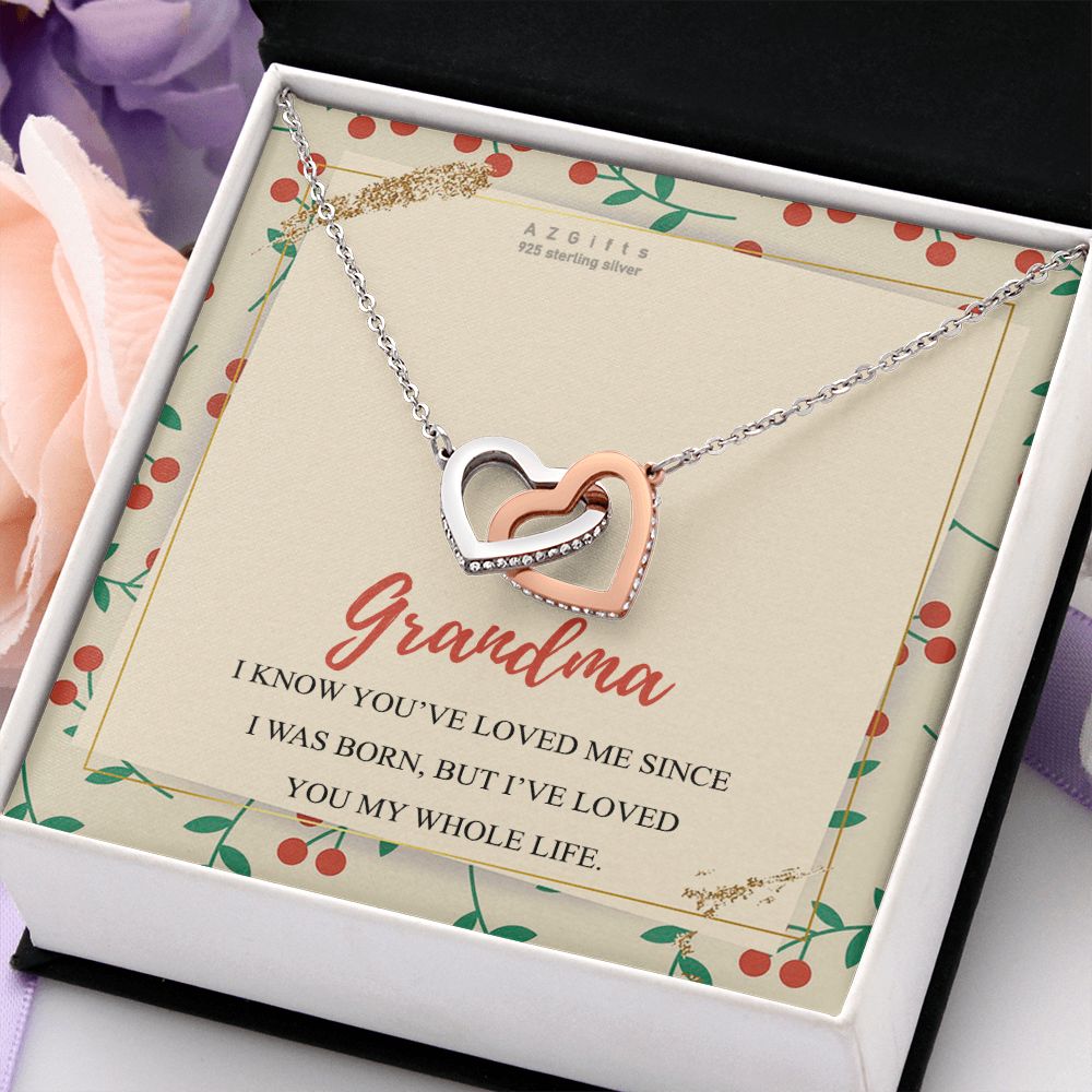To My Grandma Necklace, Gift for Grandmother Necklace, Mothers Day Gift For Grandma Nana, Grandma Jewelry From Grandchildren GrandKids , Jewelry Box Gift For Grandma Grandmother15 Interlocking Hearts Necklace