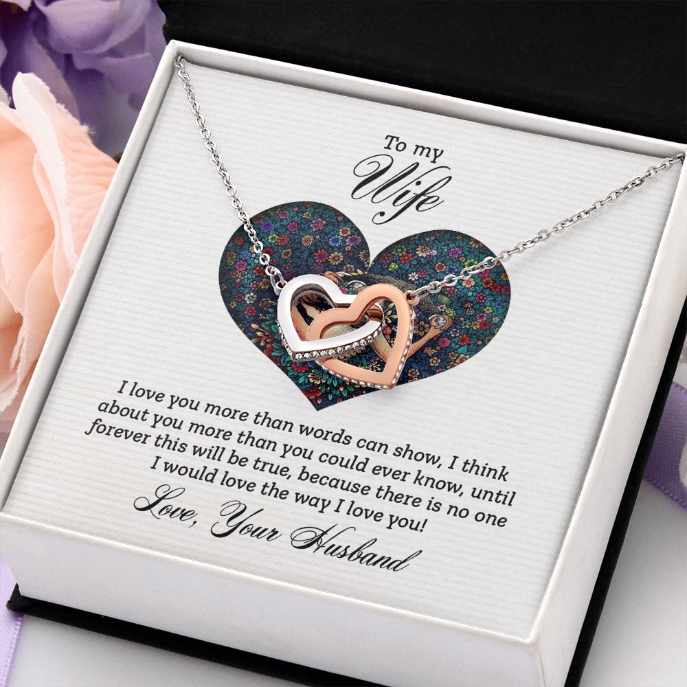 Birthday Gifts For Wife, Necklace Gifts For Wife From Husband, To My Wife Jewelry For Women , To My Wife Necklace  from Husband Wedding Anniversary Present For Wife, Beautiful Wife Jewelry Christmas23 Interlocking Hearts Necklace