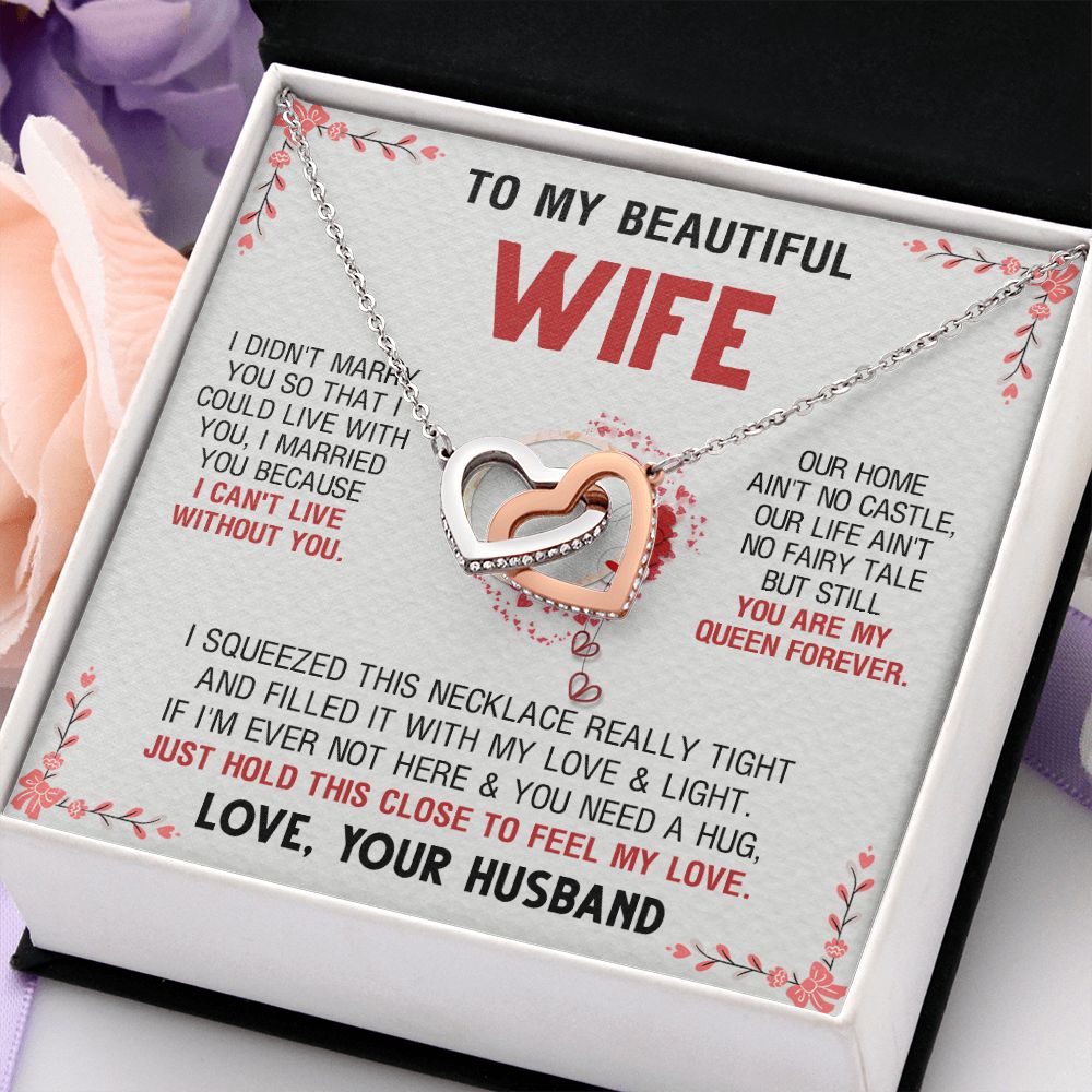 To My Beautiful Wife Necklace, Wedding Anniversary Jewelry For Women, Necklace For Wife from Husband, Gifts For Wife Birthday Gifts Necklace, Jewelry With Message Card In A Gift Box