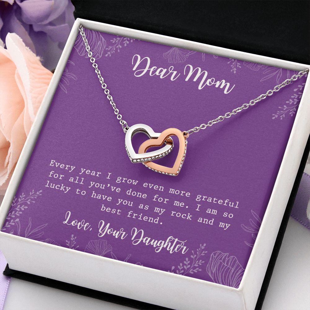 Mom Necklace Gifts for Mom from Daughter to Mom Gifts for Mothers Day from Daughter, To My Mom Necklace from Daughter to Mom Birthday Gifts Necklace with Message Card and Gift Box2234 Interlocking Hearts Necklace