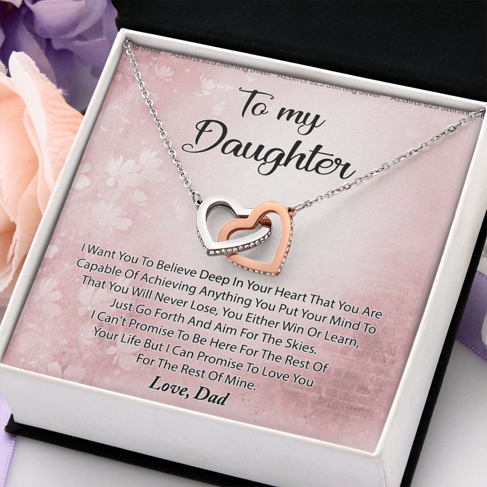 To My Daughter Necklace Gift From Mom I Love You Forever and Always Hearts Necklace For Daughter Present for Birthday Anniversary Christmas Valentine's Day Interlocking Hearts Necklace