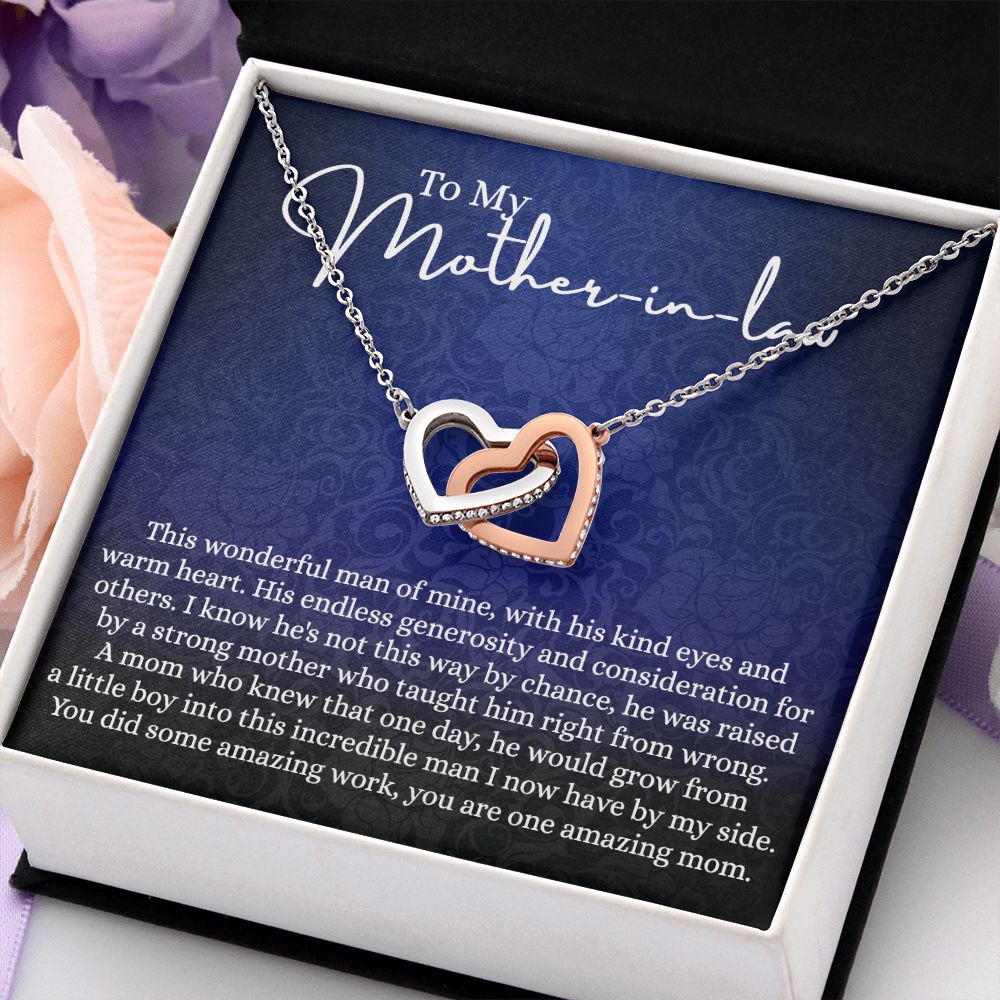 To My Mother in Law Necklace, Mother in Law Gift, Gift for Mother in Law Necklace Jewelry Gift to My Mother-in-law on Wedding Day Mother's day gift for Mother in Law Birthday gift Interlocking Hearts Necklace