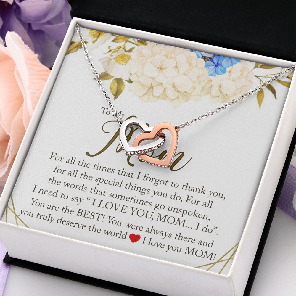 To My Mom Necklace, Gift For Mom, Mother's Day Gift from Daughter, Mom Jewelry Gift for Mothers Day, Birthday Gift for Mother, Moms Gift from Daughter Son, Necklace for Mom Mother 16 Interlocking Hearts Necklace