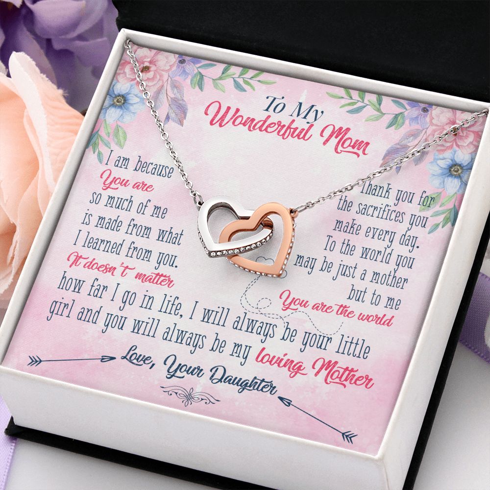 To My Wonderful Mom Necklace Pendant Gift From Daughter Necklace Gift For To Mom Happy Mother's Day Mother In Law Gift On Birthday Anniversary Gift 30821 Interlocking Hearts Necklace