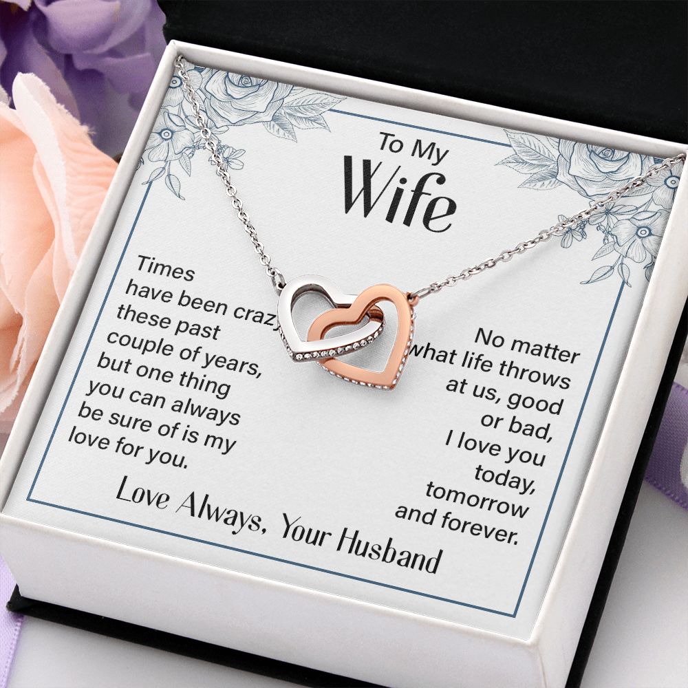 To My Wife Necklace from Husband, Personalized Necklace for Women, Luxury Necklace for Wife from Man Men, Wedding Anniversary Present For Wife, Beautiful Wife Jewelry Christmas Birthday Gift For Wife20 Interlocking Hearts Necklace
