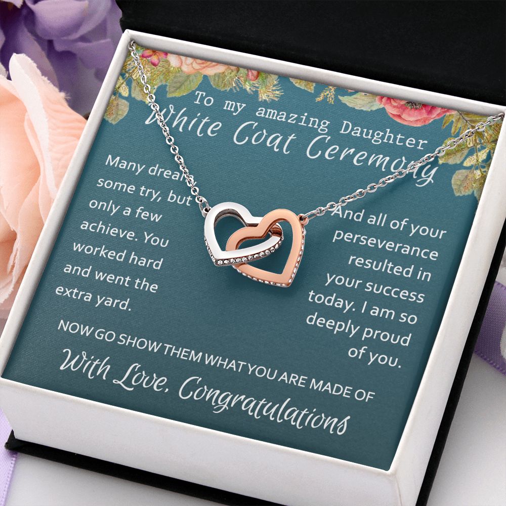 White Coat Ceremony Gift Necklace Medical School Graduation Student Ceremony New Doctor Graduation Gift For Doctor Residency Gifts Necklace For Girl, Pendant For for Her Daughter Sister Interlocking Hearts Necklace