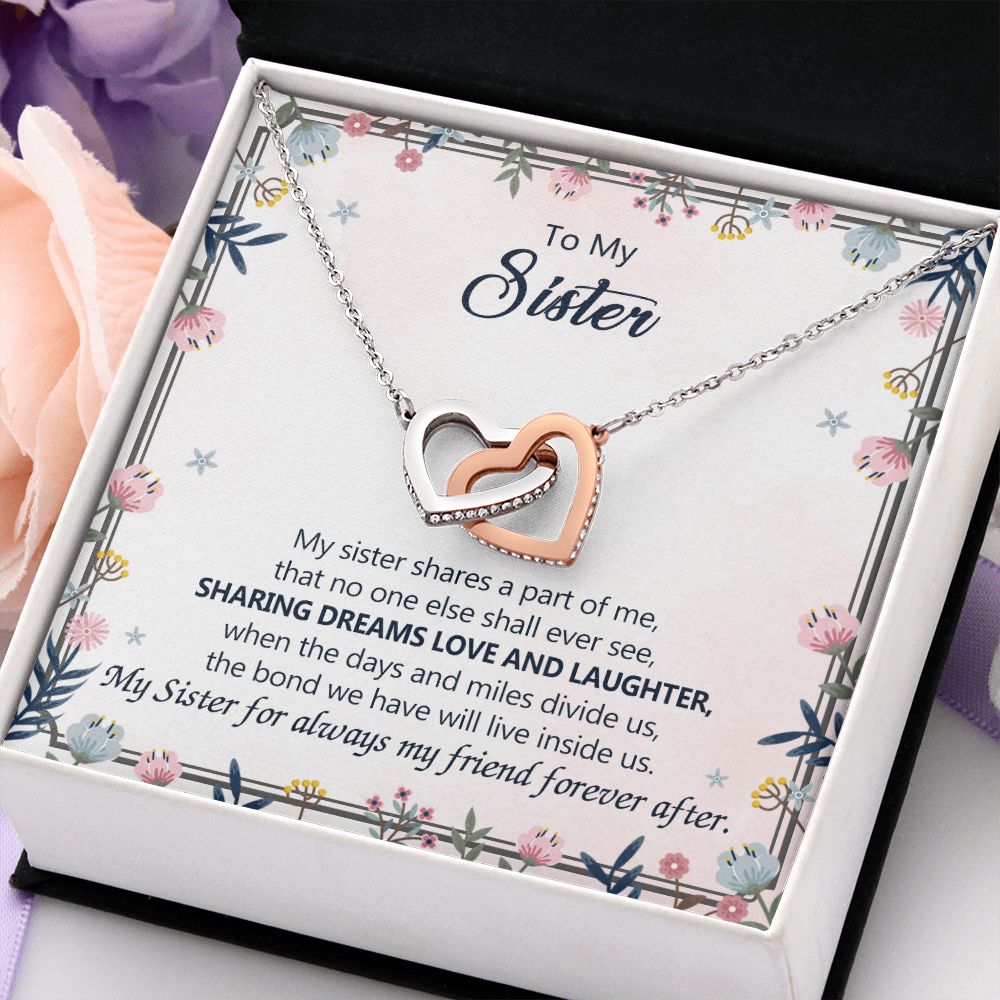 To My Sister Necklace Pendant Inspirational Jewelry For Women Teen Girl Family and Friendship Gifts Sisters Gifts Idea Sister Jewelry Necklace for Sisters Gift for Sister 301 Interlocking Hearts Necklace