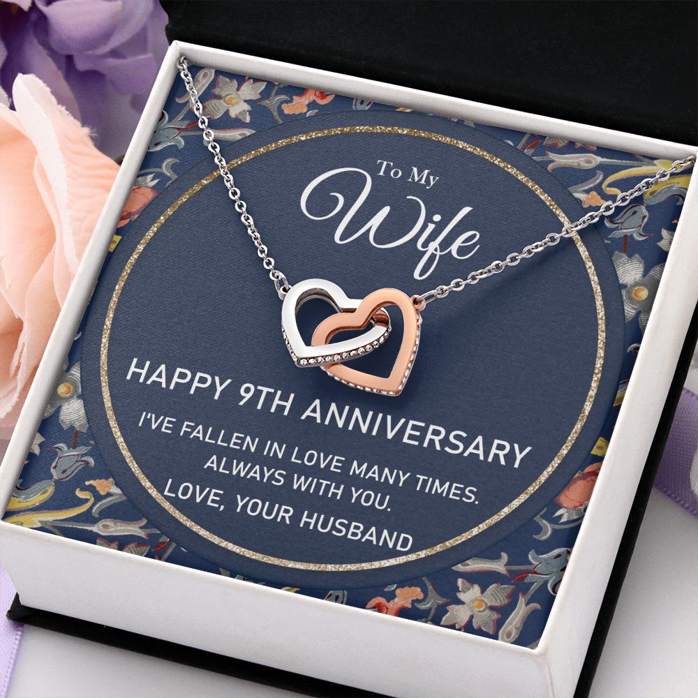 To My Wife Necklace from Husband, Personalized Necklace for Women, Luxury Necklace for Wife from Man Men, Wedding Anniversary Present For Wife, Beautiful Wife Jewelry Christmas Birthday Gifts For Wife6 Interlocking Hearts Necklace