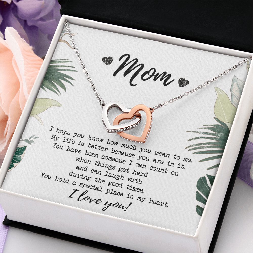 Mothers Day Gift, Gift for Mom, Birthday, Heart Necklace, Mother Daughter Necklace, Gifts for Mom from Daughter, from Son to Mom Interlocking Hearts Necklace