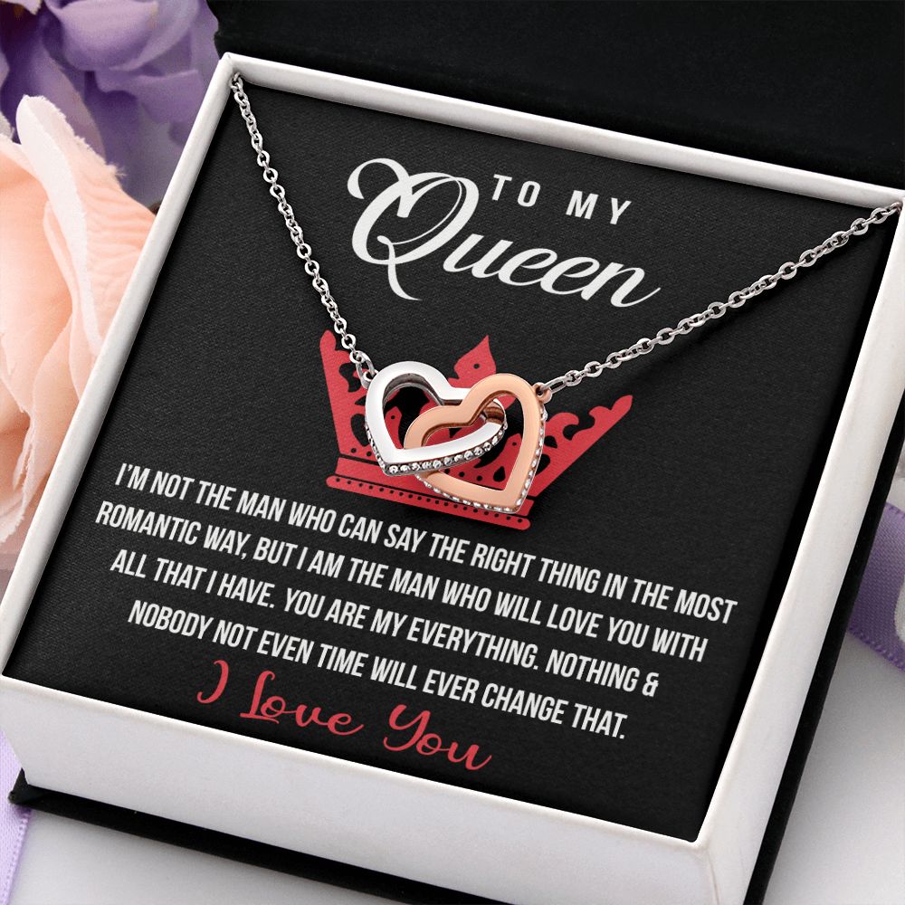 To My Queen Love Knot Necklace, Gift For Wife Girlfriend Soulmate Future Wife Interlocking Hearts Necklace