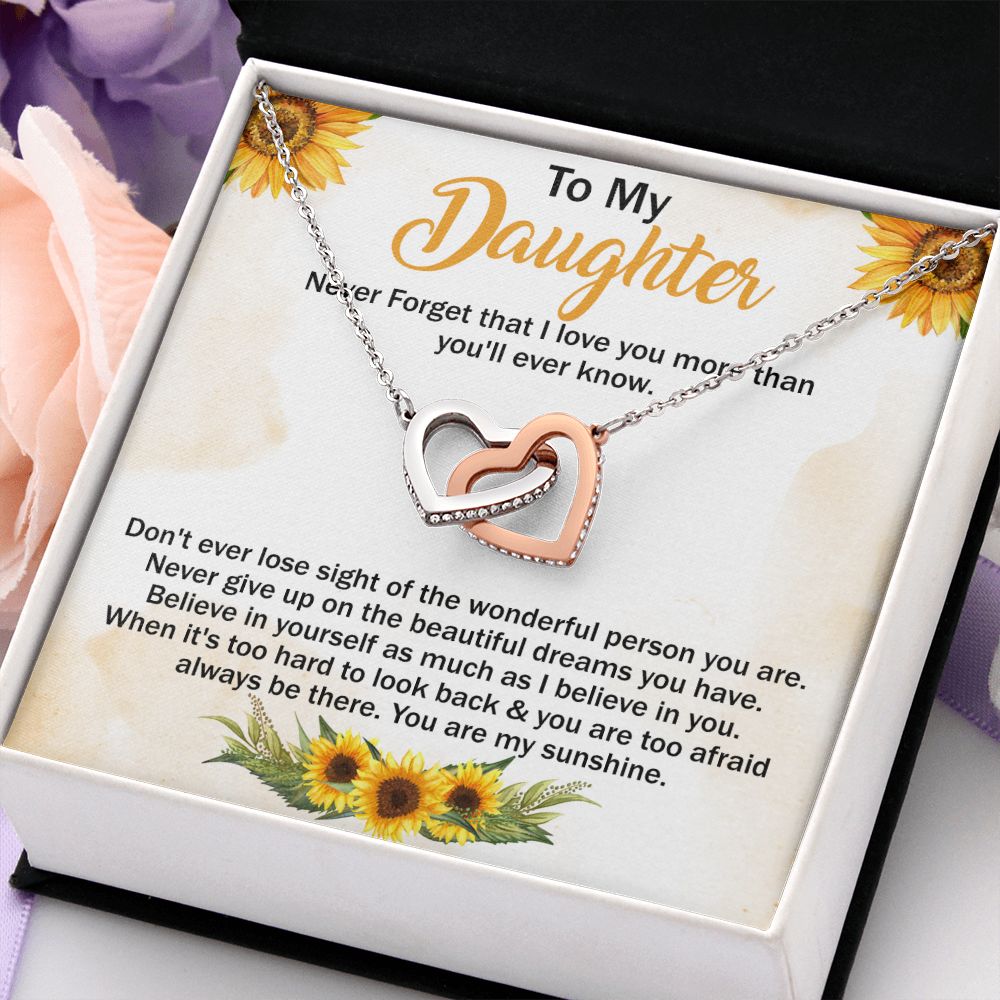 Jewelry Pendant Present for Daughter, To My Daughter Gift Necklace from Mom, Mother Daughter Gift Ideas, Birthday Christmas Gift Graduation Gifts for Daughters, Mother and Daughter Necklace 11 Interlocking Hearts Necklace