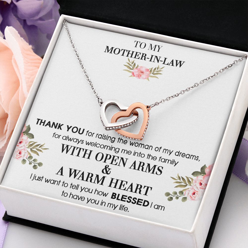 To My Mother-In-Law From Son-In-Law Thank You For Raising Interlocking Hearts Necklace
