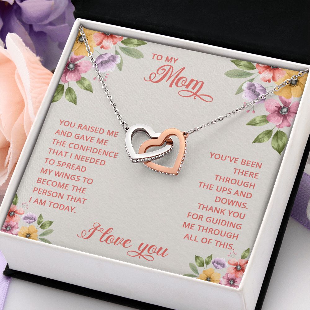 Mom Necklace Gifts for Mom from Daughter to Mom Gifts for Mothers Day from Daughter, To My Mom Necklace from Daughter to Mom Birthday Gifts Necklace with Message Card and Gift Box16 Interlocking Hearts Necklace
