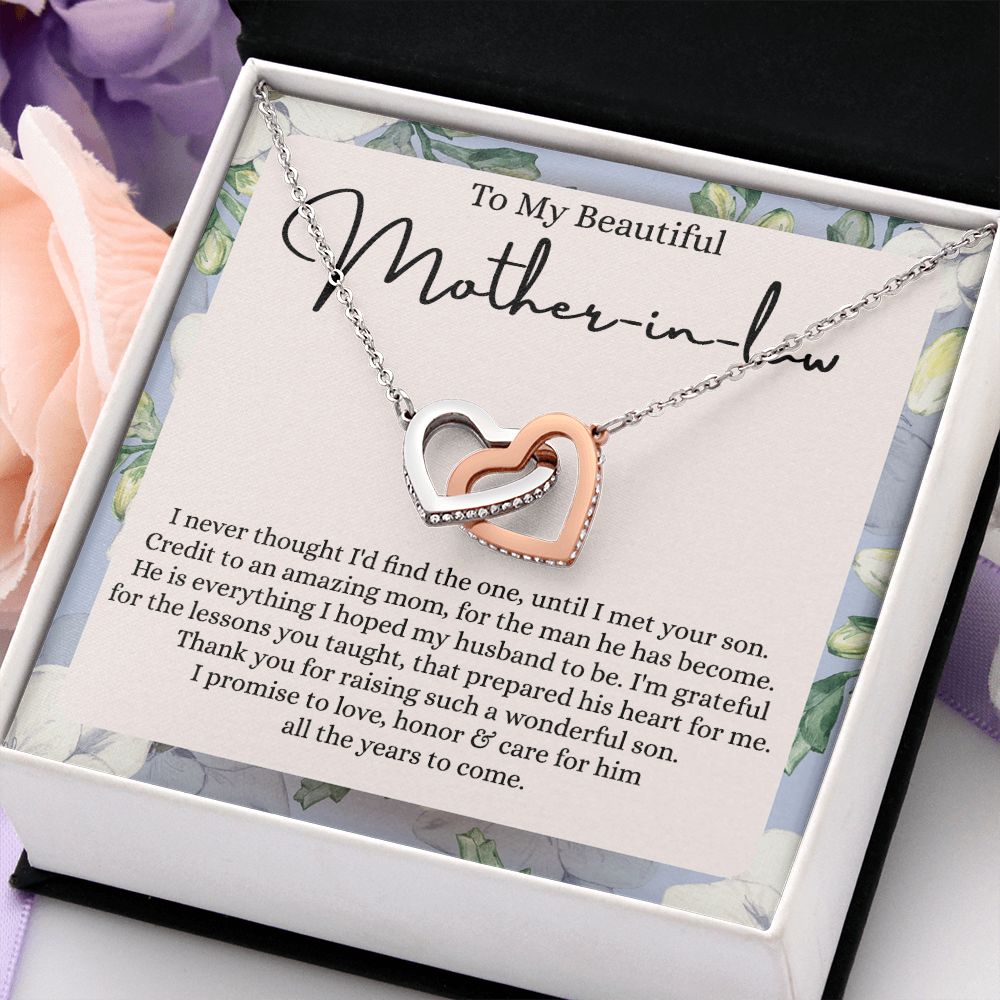 Mother in Law Necklace, Jewelry for Women, Future Mother in Law Gifts from Daughter in Law, Mother of Bride Gifts For Mother in Law, Birthday Gifts For Mother In Law From Daughter In Law Interlocking Hearts Necklace