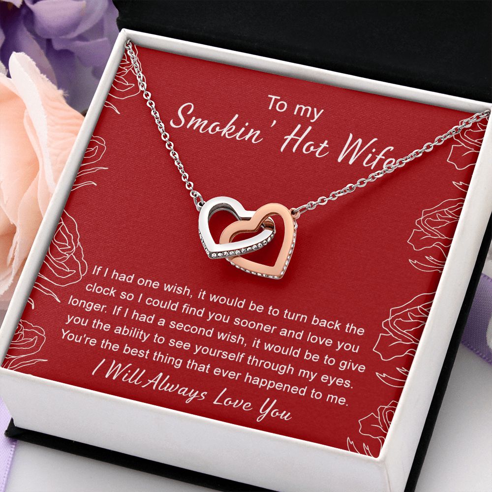 To My Wife Necklace from Husband, Personalized Necklace for Women, Luxury Necklace for Wife from Man Men, Wedding Anniversary Present For Wife, Beautiful Wife Jewelry Christmas Birthday Gifts For Wife4 Interlocking Hearts Necklace