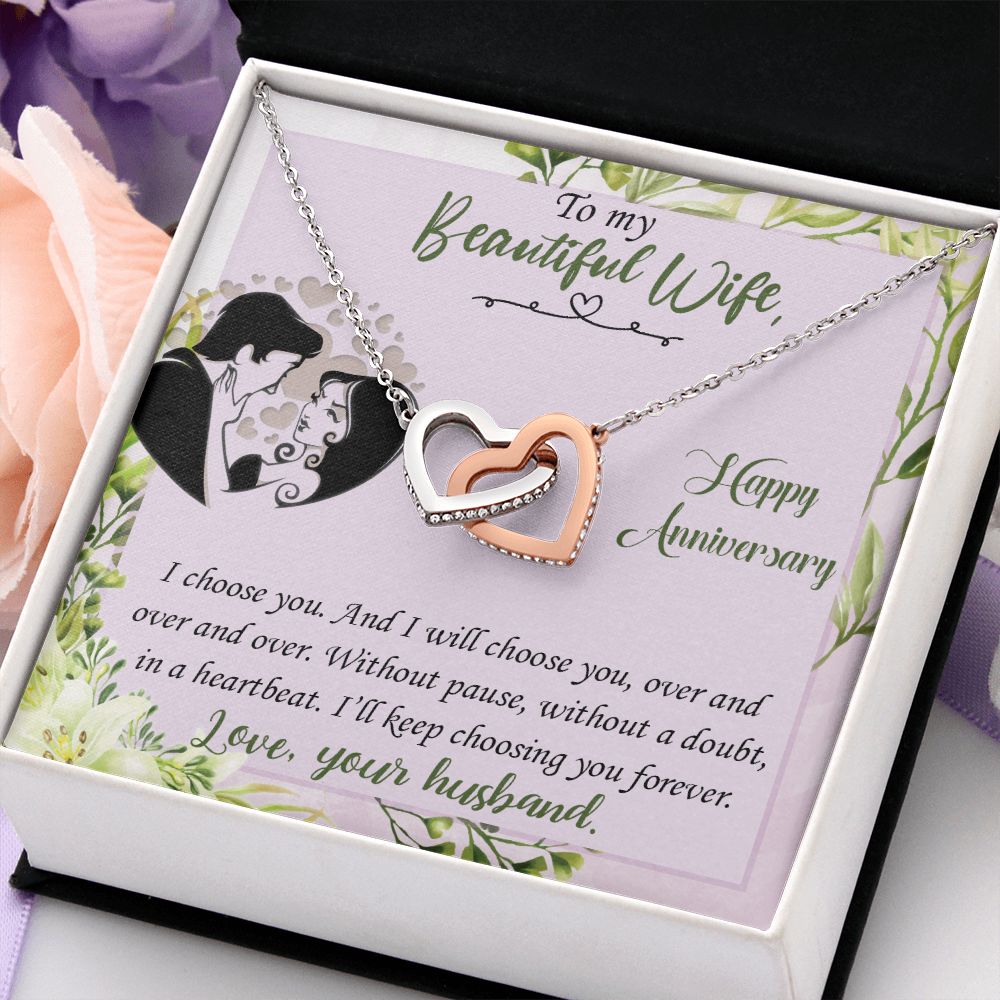 To My Beautiful Wife Necklace, Wedding Anniversary Jewelry For Women, Necklace For Wife from Husband, Gifts For Wife Birthday Gifts Necklace, Jewelry With Message Card In A Gift Box