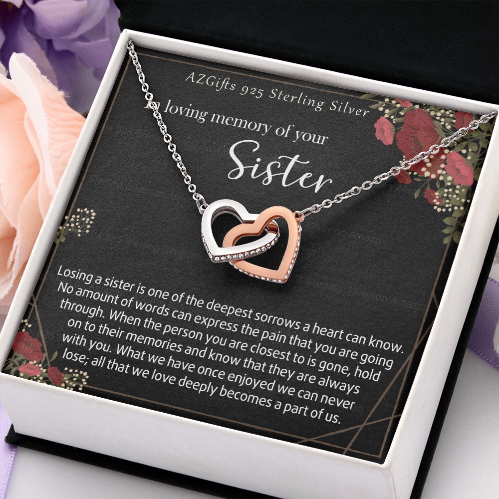 In Loving Memory Of Your Sister Necklace Memorial Gifts For Loss Of Sister Gift Mother Condolence Gift Grief Gift Remembrance Gifts for Bereavement Jewelry Gift for Women 301 Interlocking Hearts Necklace