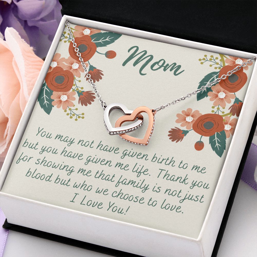 To My Mom Love Knot Necklace Gift for Stepmom Birthday Present Idea for Mother Interlocking Hearts Necklace