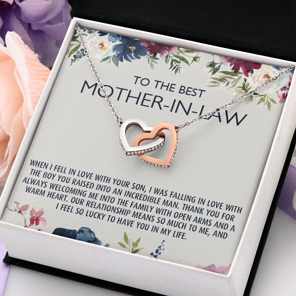 To My Mother-In-Law Gift Mothers Day Gift Necklace Mother-In-Law Gifts Jewelry Interlocking Hearts Necklace