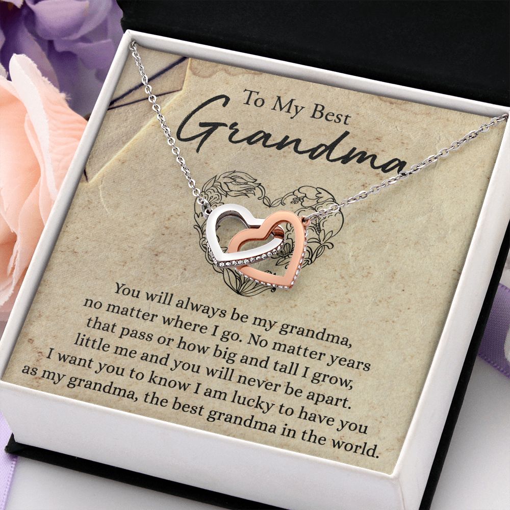 To My Grandma Necklace, Gift for Grandmother Necklace, Mothers Day Gift For Grandma Nana, Grandma Jewelry From Grandchildren GrandKids , Jewelry Box Gift For Grandma Grandmother6 Interlocking Hearts Necklace