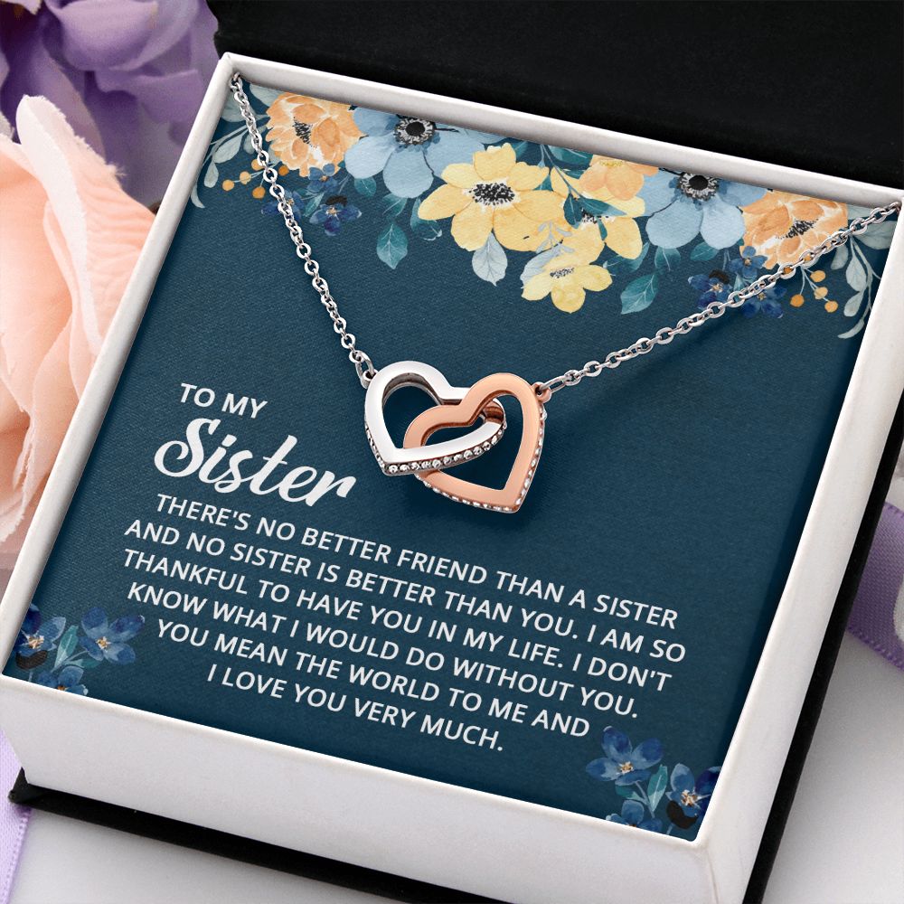 To My Sister - I don't know what I would do without you Interlocking Hearts Necklace