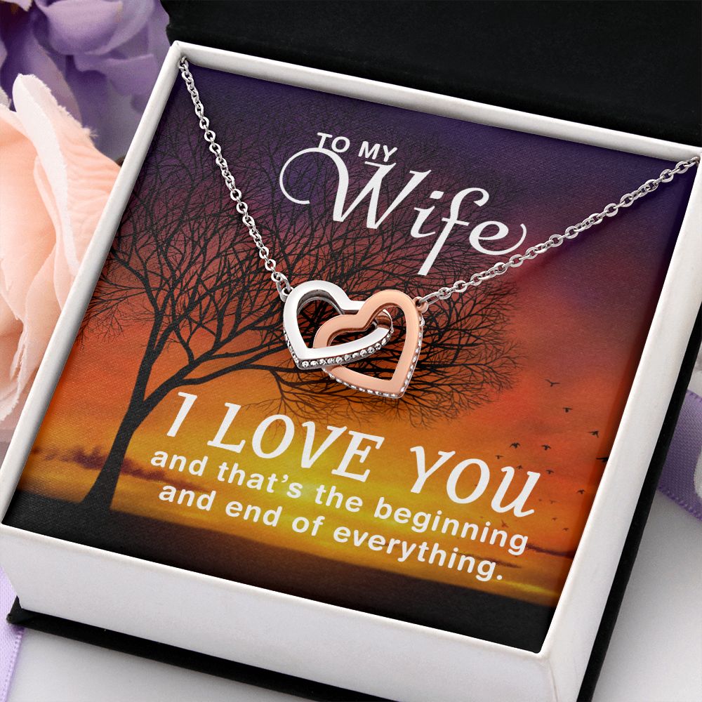 Birthday Gifts For Wife, Necklace Gifts For Wife From Husband, To My Wife Jewelry For Women , To My Wife Necklace  from Husband Wedding Anniversary Present For Wife, Beautiful Wife Jewelry Christmas14 Interlocking Hearts Necklace