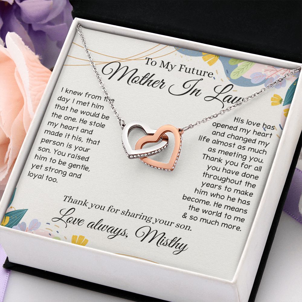 To My Future Mother In Law Necklace, Thoughtful Gift For Future Mother In Law, Wedding Gifts Mother In Law, Personalized Gift for Mother-In-Law, Wedding Gift Bride Groom To MIL Interlocking Hearts Necklace