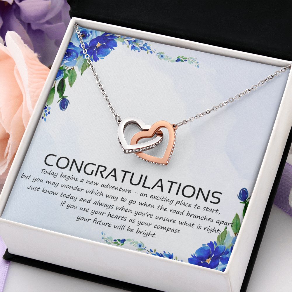 Graduation Compass Necklace - Perfect gift to say congratulations to high school Congrats Graduation Pendants Gift For Daughter, Granddaughter, Niece, Sister Interlocking Hearts Necklace