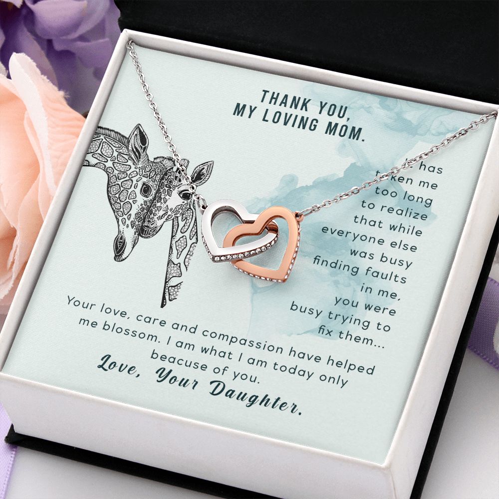 To My Thank You My Loving Mom Giraffe Necklace Pendant Gift From Mom Necklace Gift For To Daughter Birthday Daughter In Law Gift On Birthday Anniversary Gift 30821 Interlocking Hearts Necklace