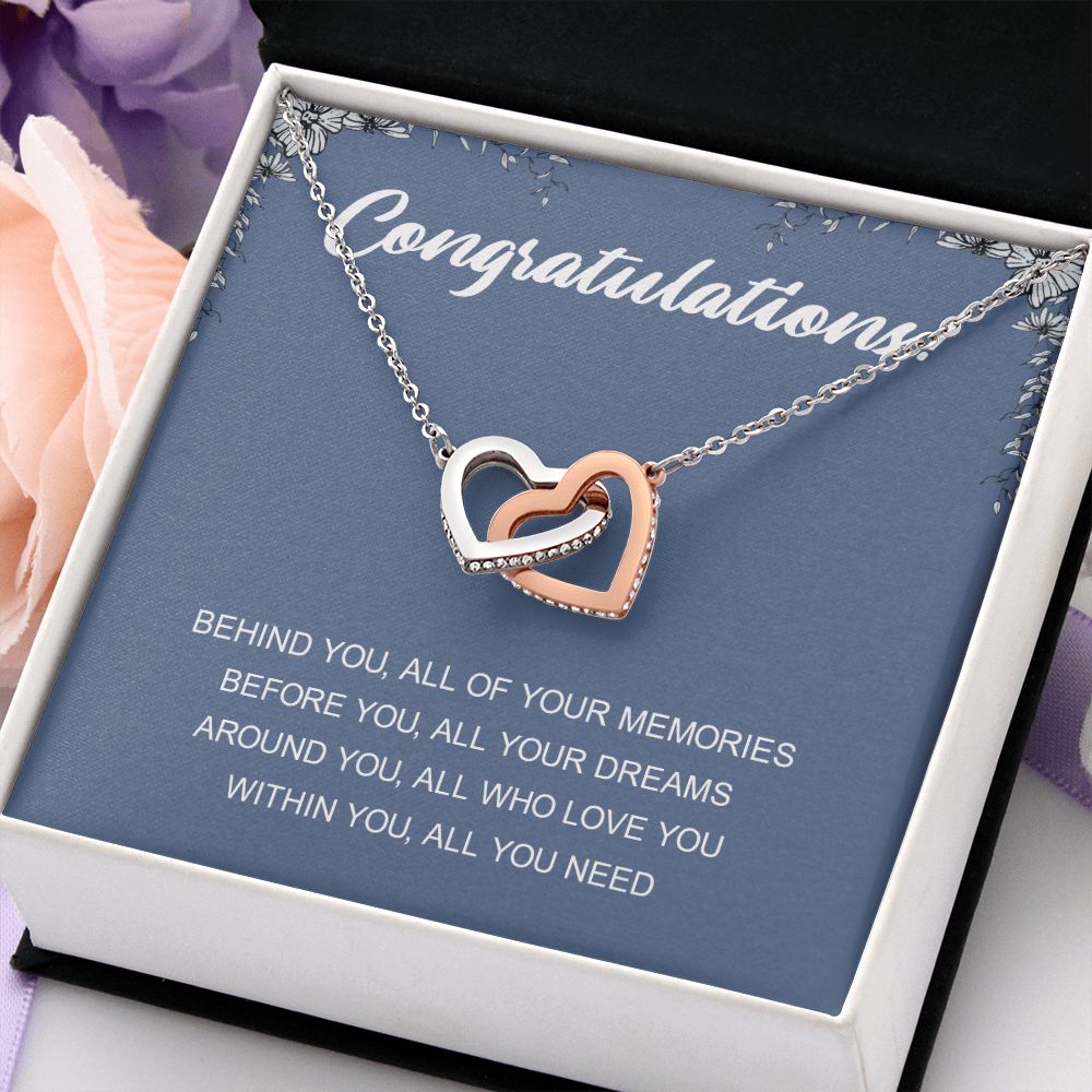 Graduation Gift Necklace for Girls College, High School, Love Knot Necklace Congrats Graduation Pendants Gift For Daughter, Granddaughter, Niece, Sister Interlocking Hearts Necklace