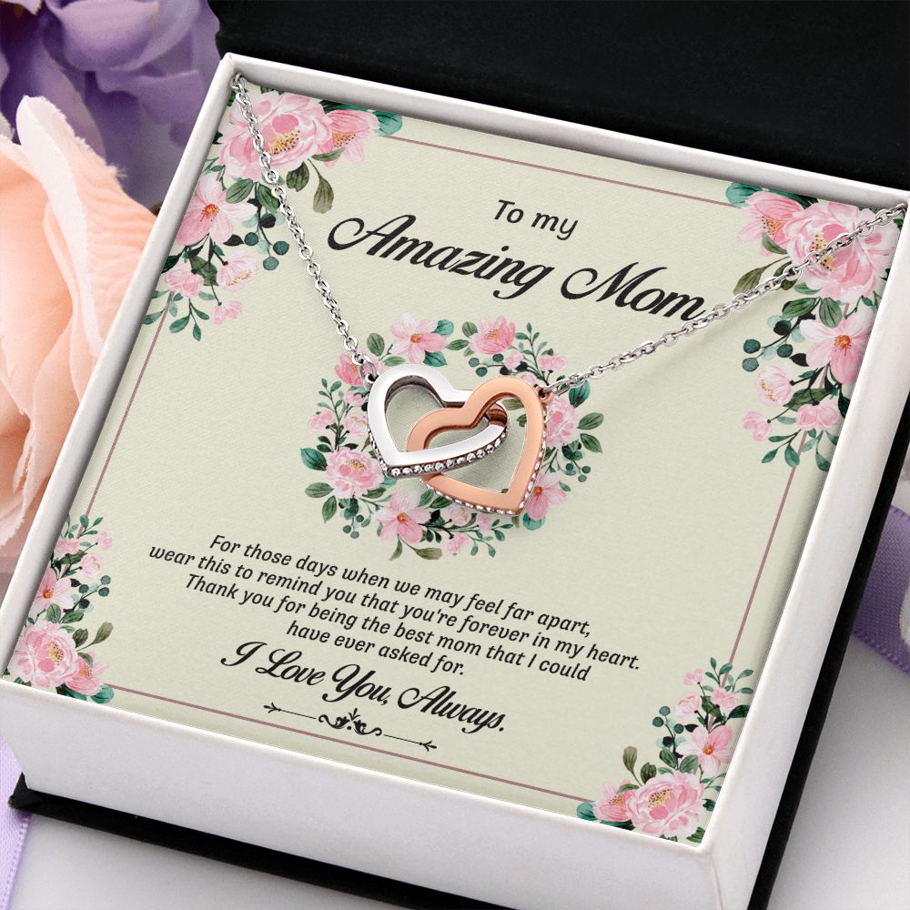 To My Mom Necklace, Gift For Mom, Mother's Day Gift from Daughter, Mom Jewelry Gift for Mothers Day, Birthday Gift for Mother, Moms Gift from Daughter Son, Necklace for Mom Mother17 Interlocking Hearts Necklace