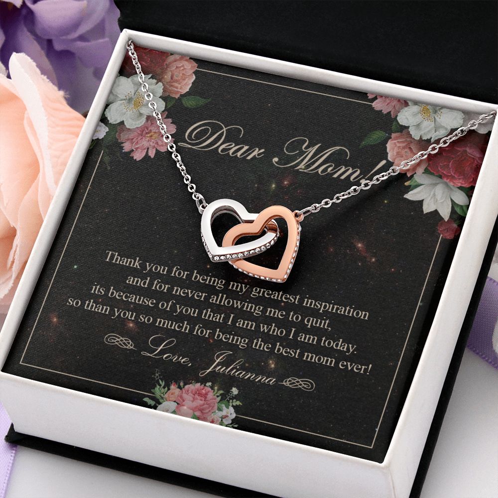 To My Mom Necklace, Gift For Mom On Mother's Day Thank You Mom Gifts From Kids Mom Julianna Interlocking Hearts Necklace