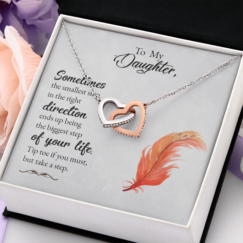 To My Daughter Necklace Pendant Gift From Mom Necklace Tip Toe If You Must With Message Card Gift Box Gift For To Daughter, Daughter In Law On Birthday Anniversary Interlocking Hearts Necklace