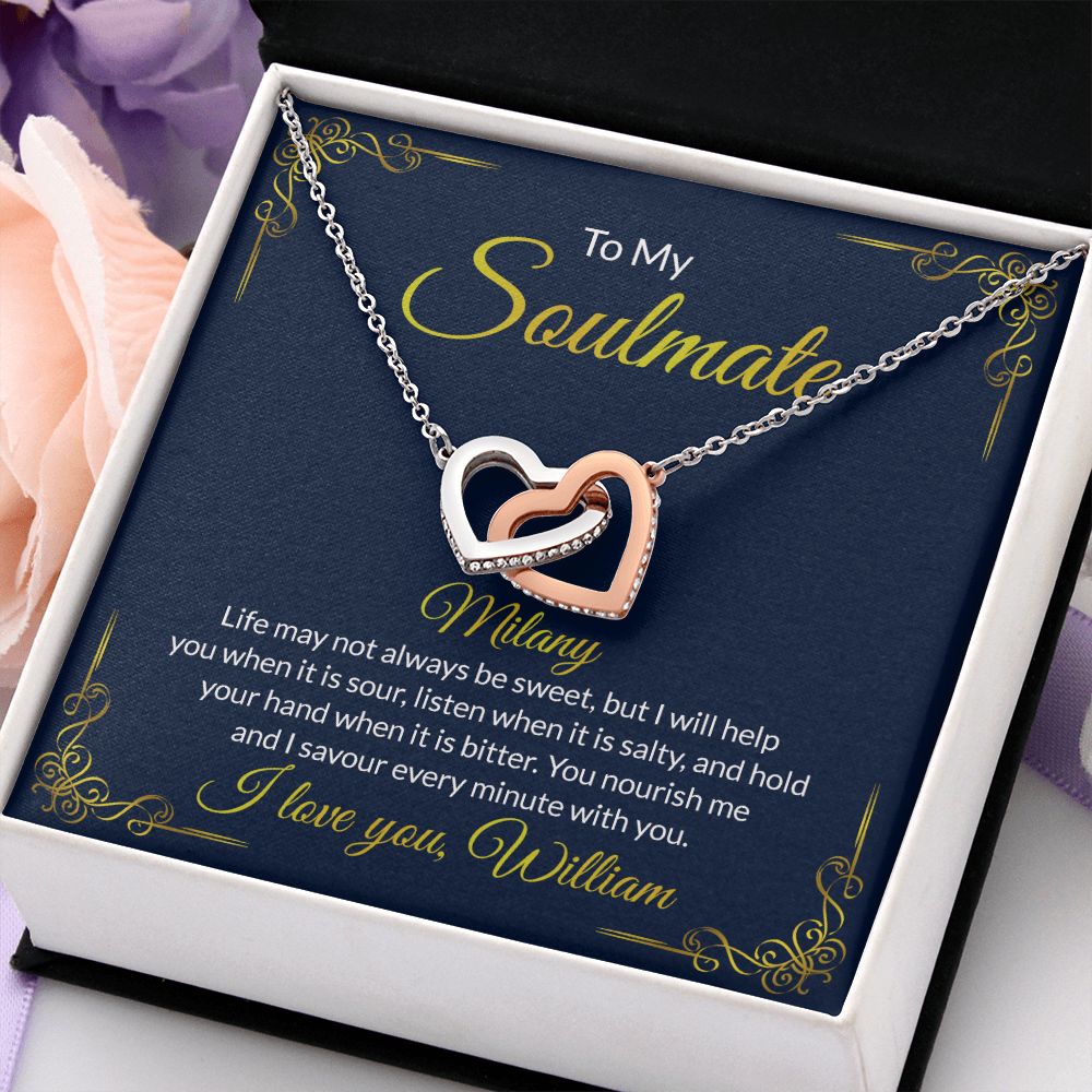 Soulmate Necklace Gift For Her, To My Soulmate Necklace, Love Necklace Gifts For Her, Soulmate Gift, Soulmate Jewelry, Jewelry Gift Her Interlocking Hearts Necklace